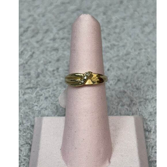 10K Solid Yellow Gold Diamond Ring Band Size 5.5 #63620 - Picture 1 of 8